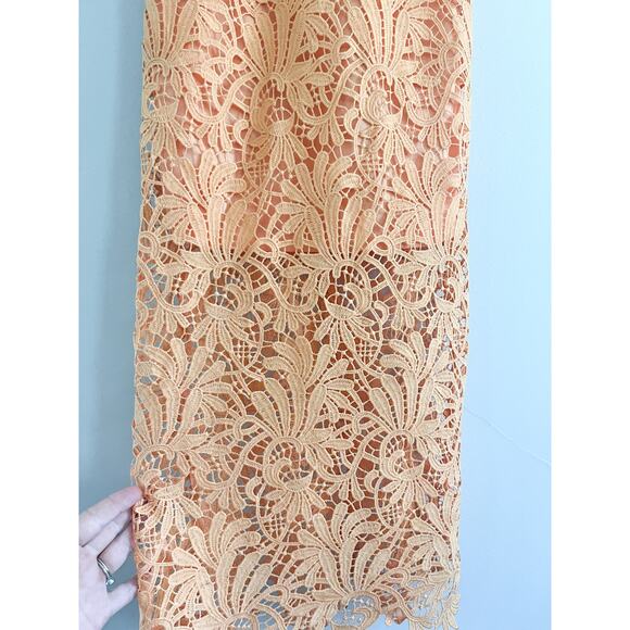 NSR | Lace Cut-Out Peek-a-Boo Midi Dress | Pastel Orange | Sz XS - Picture 4 of 10
